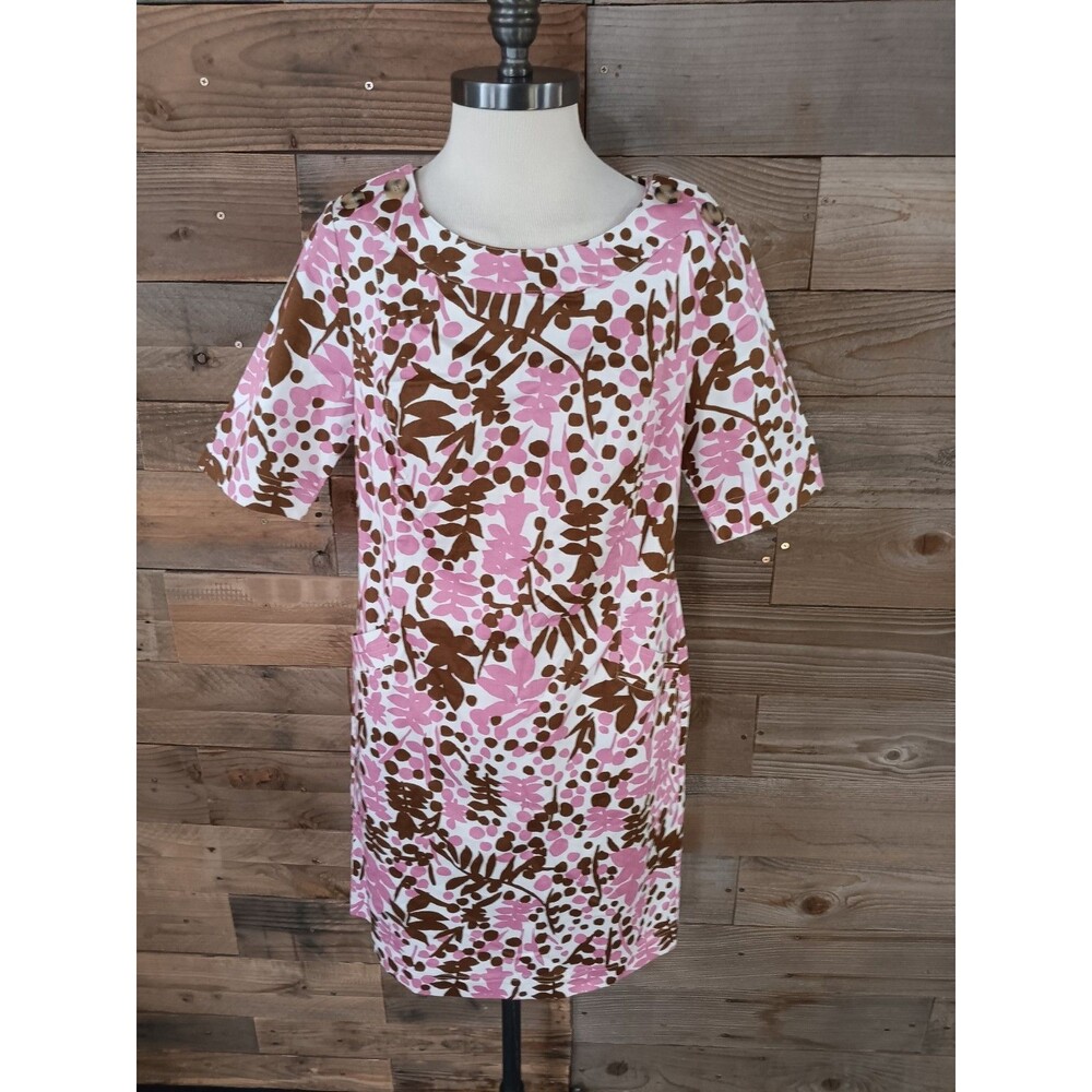 NWT Boden Iona Button Detail Shift Dress Sz. US8/UK12 Pockets Zip Up Floral